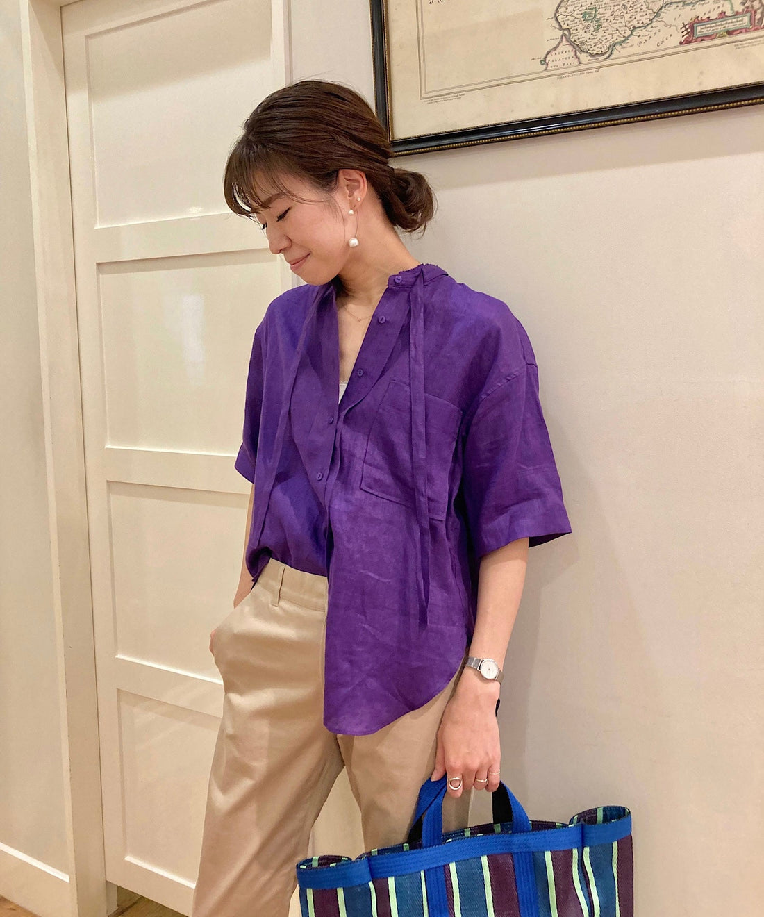 7.21  Linen bowtie Blouse - LA MARINE FRANCAISE