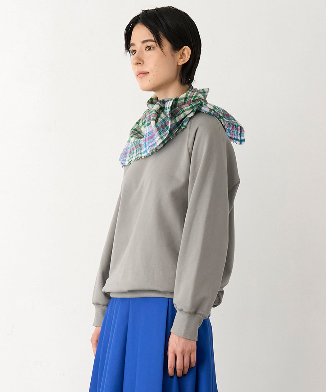 【moismont】チェック柄スカーフ(65×65) - LA MARINE FRANCAISE@グリーン:H166 着用サイズ:F