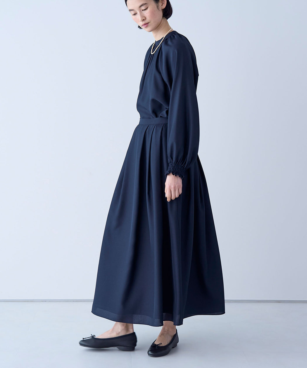 タックロングスカート@ダークネイビー:H170 着用サイズ:1
