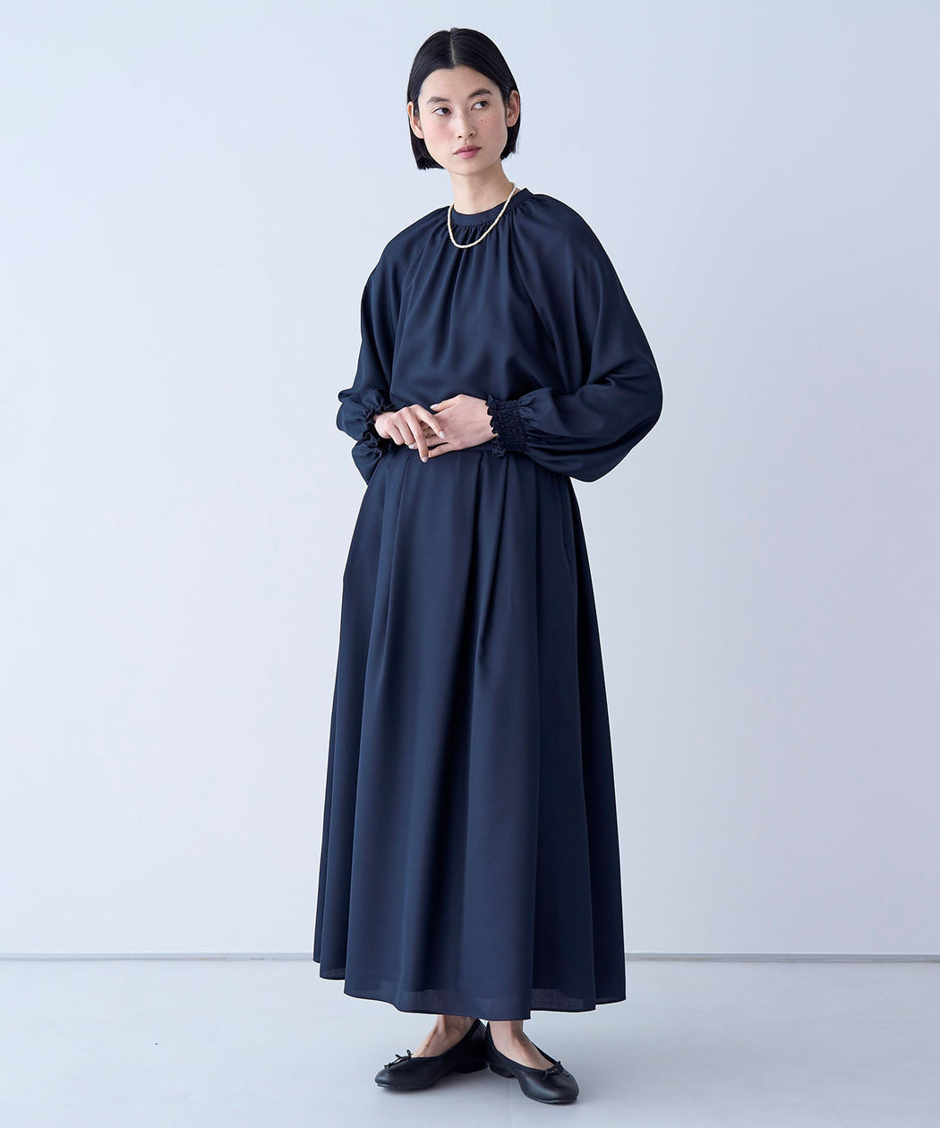 タックロングスカート@ダークネイビー:H170 着用サイズ:1