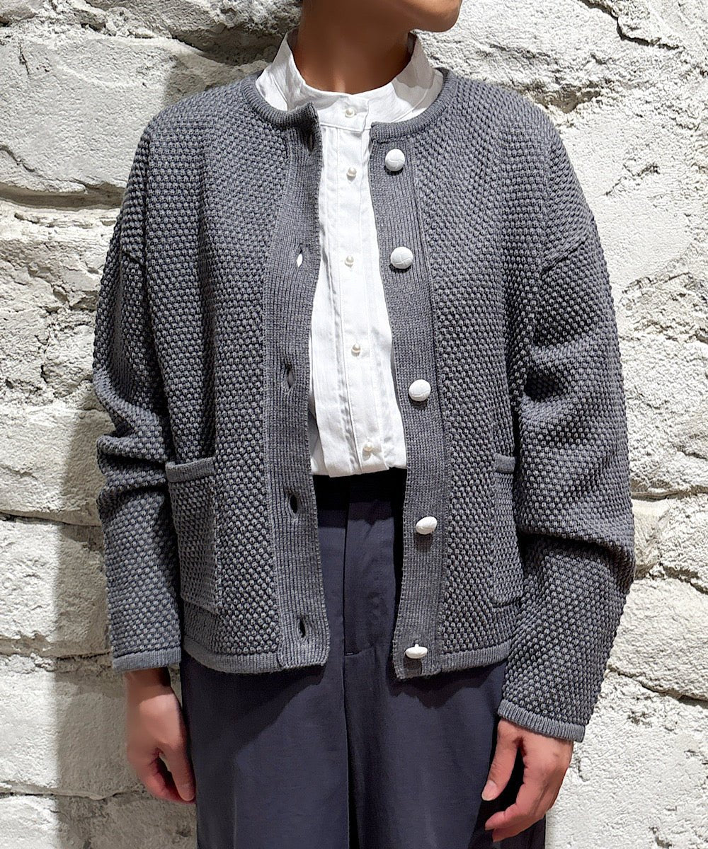 9.20 ポップコーン編みノーカラージャケット