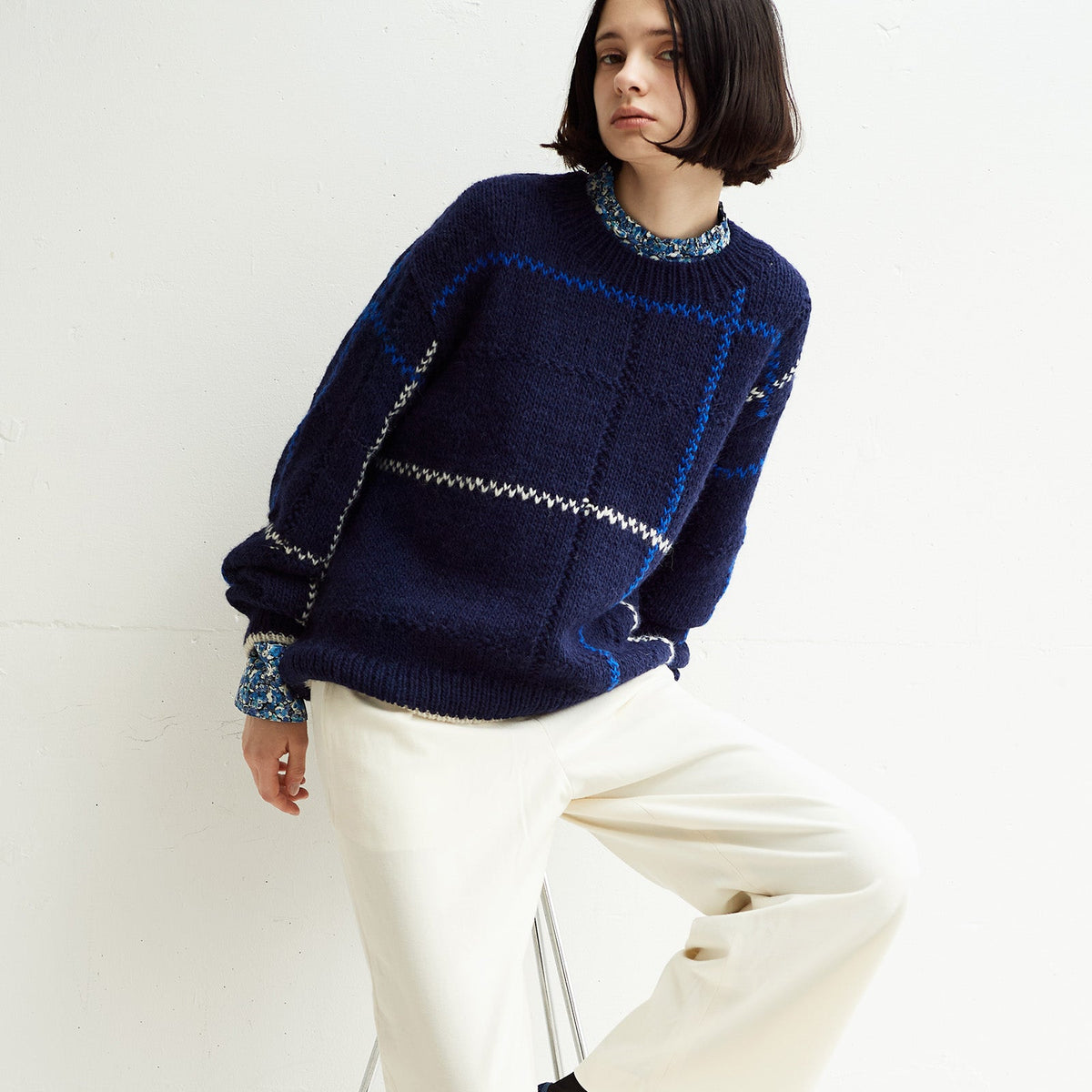 PERU KNIT】アルパカウールラインプルオーバー — LA MARINE FRANCAISE