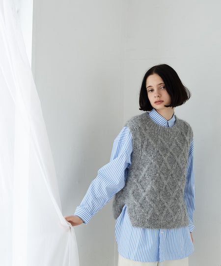 stripe＆checkレギュラーカラーロングシャツ