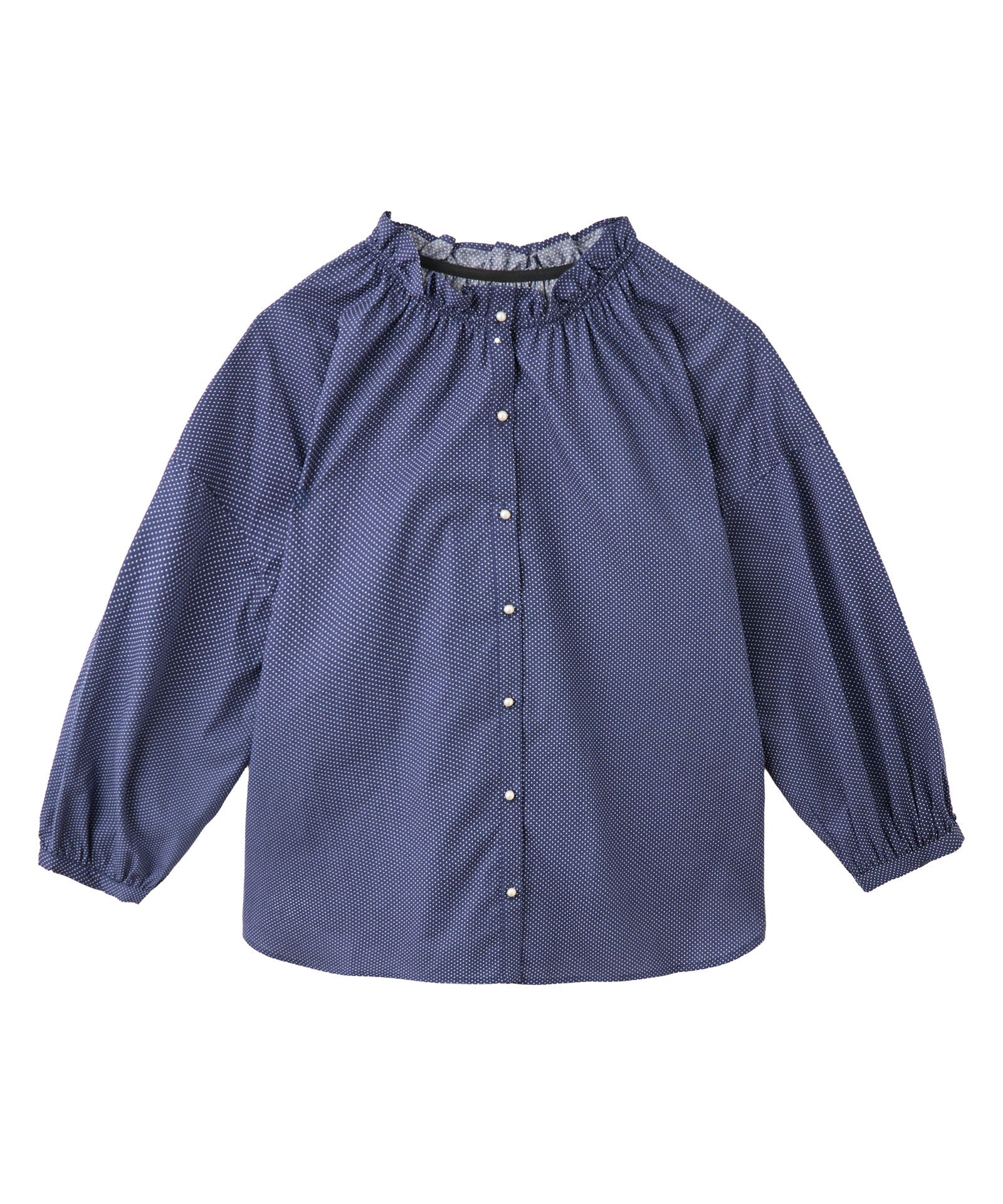 パール釦フリルネック2WAYブラウス