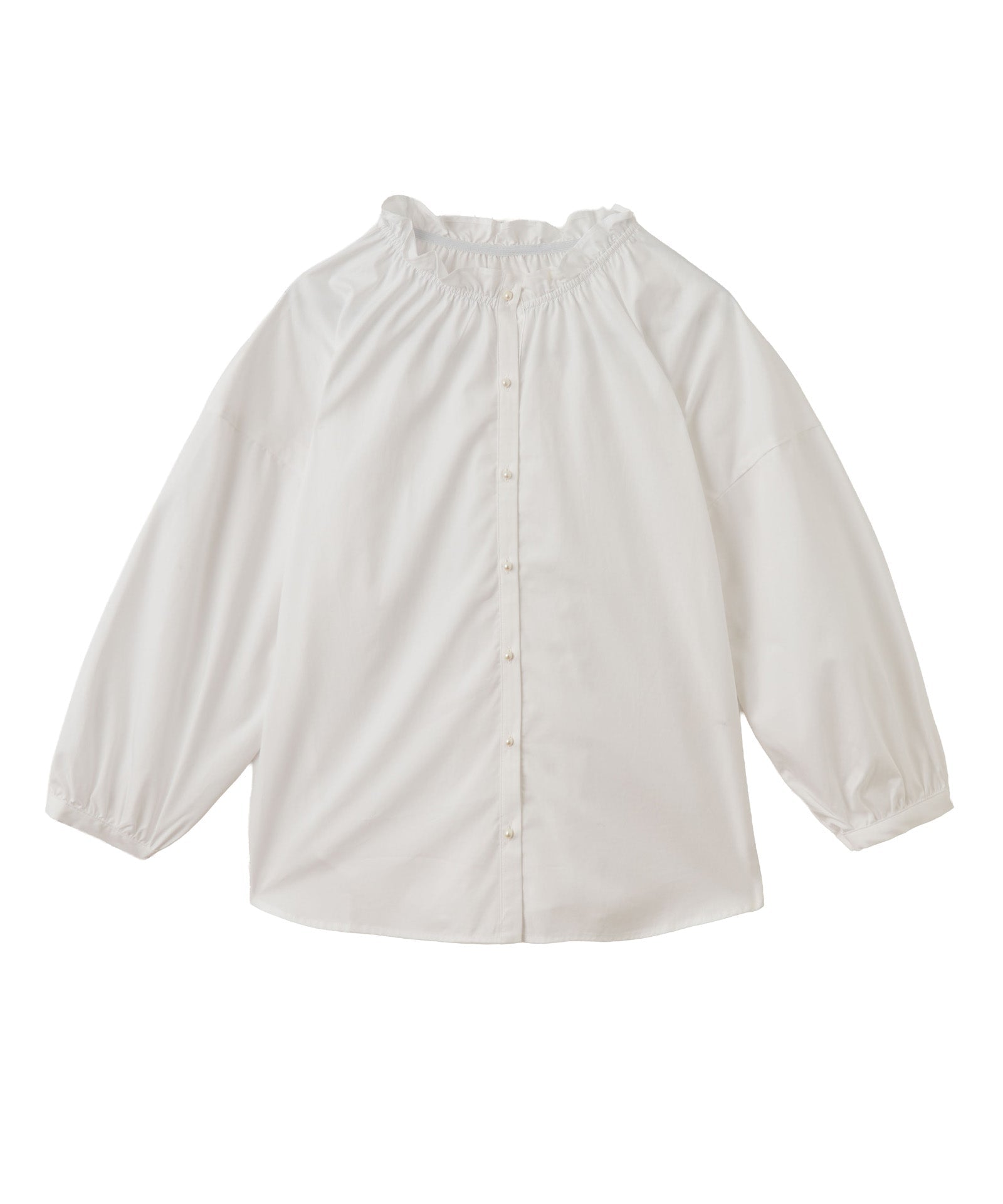 パール釦フリルネック2WAYブラウス