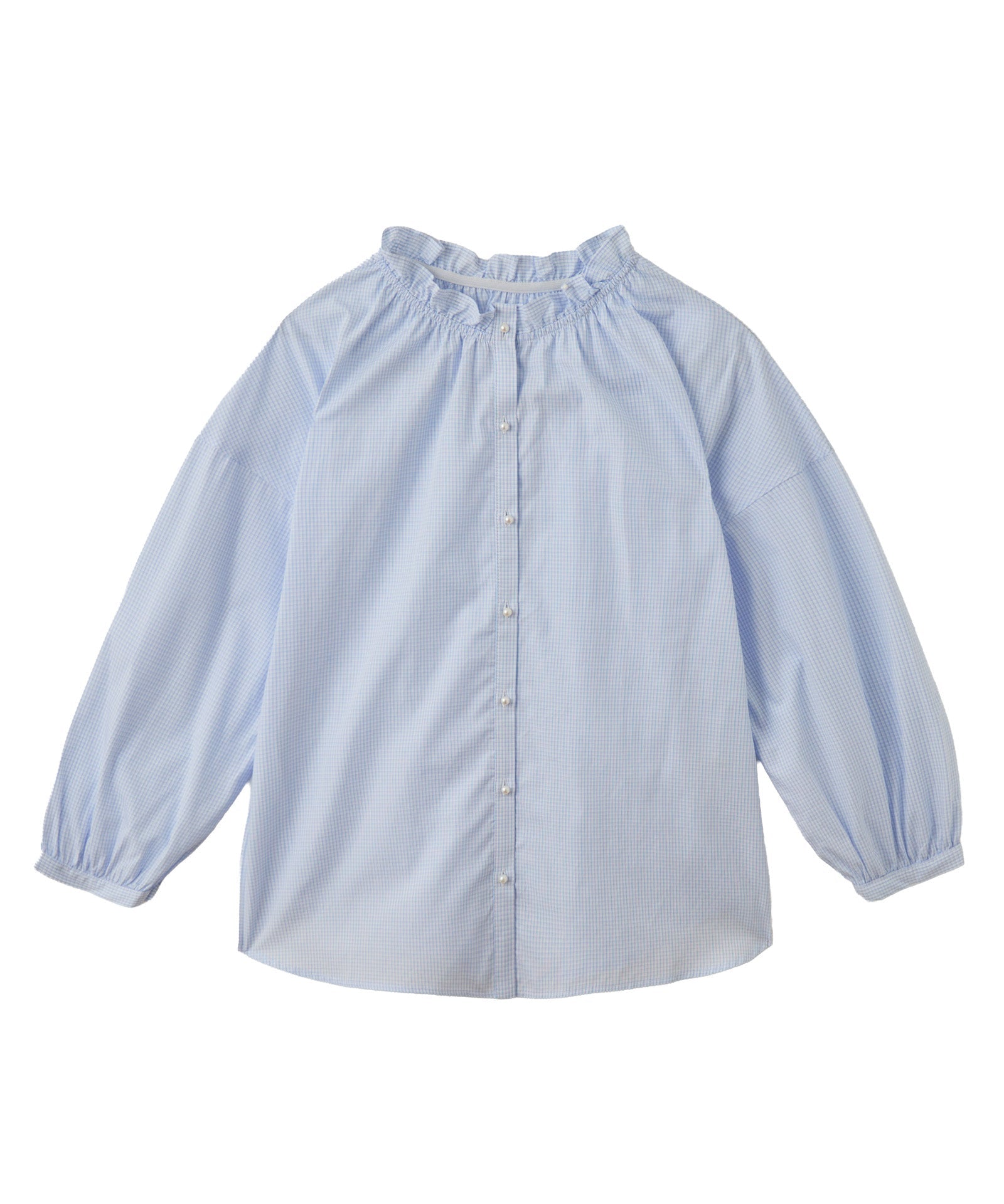 パール釦フリルネック2WAYブラウス