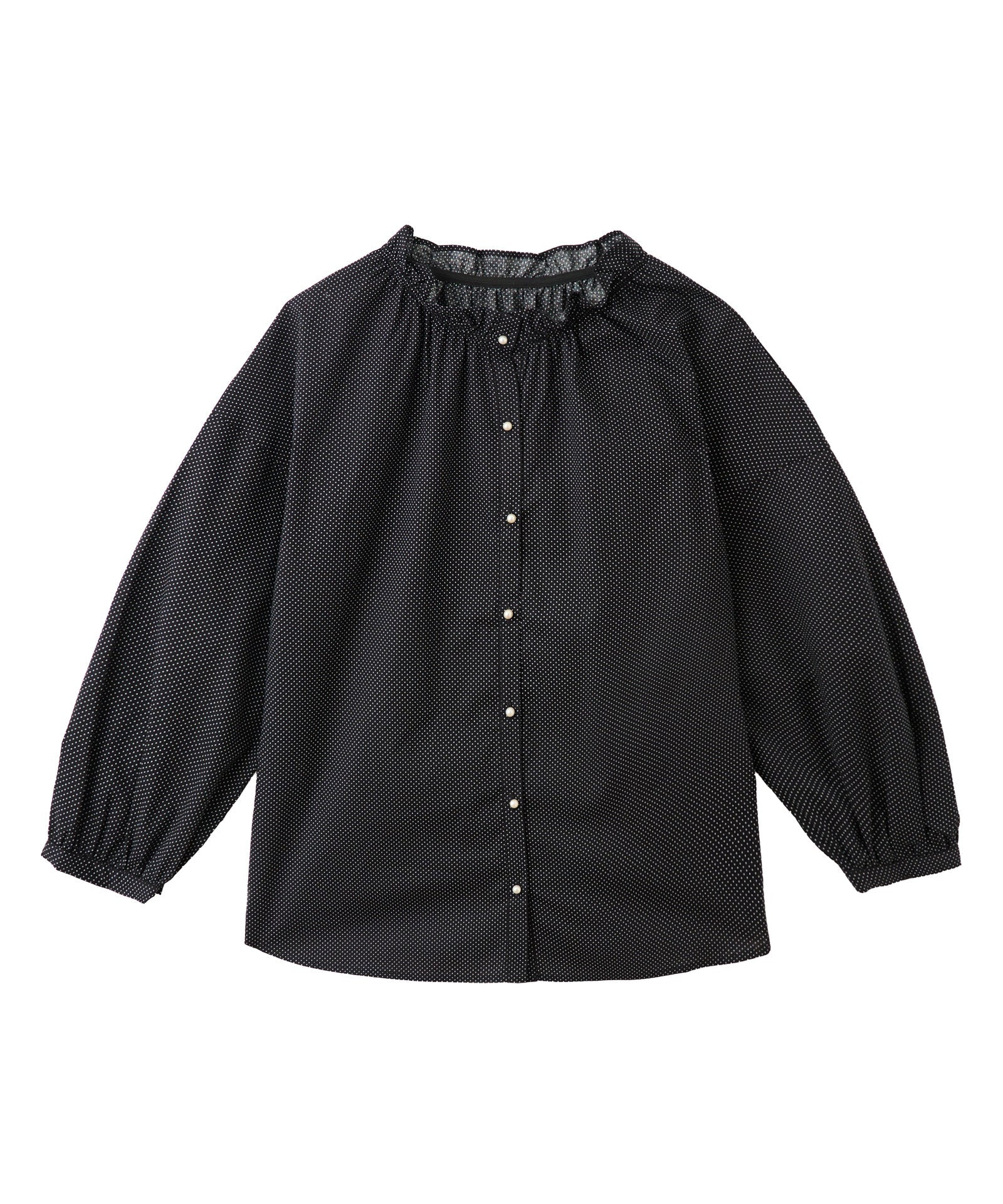 パール釦フリルネック2WAYブラウス