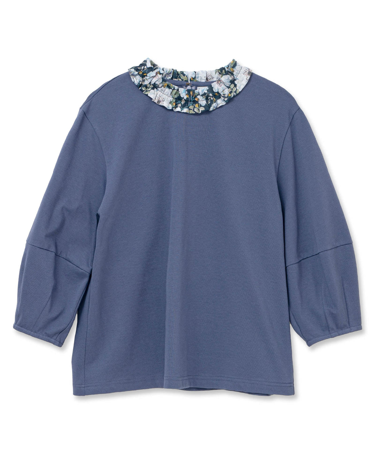 バックフリルプルオーバー trois ネイビー BEAUTY FORM JERSEY バックZIPプルオーバー / UNFILO L