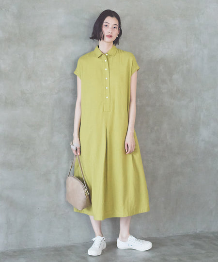 リネンレーヨンスモールカラーワンピース