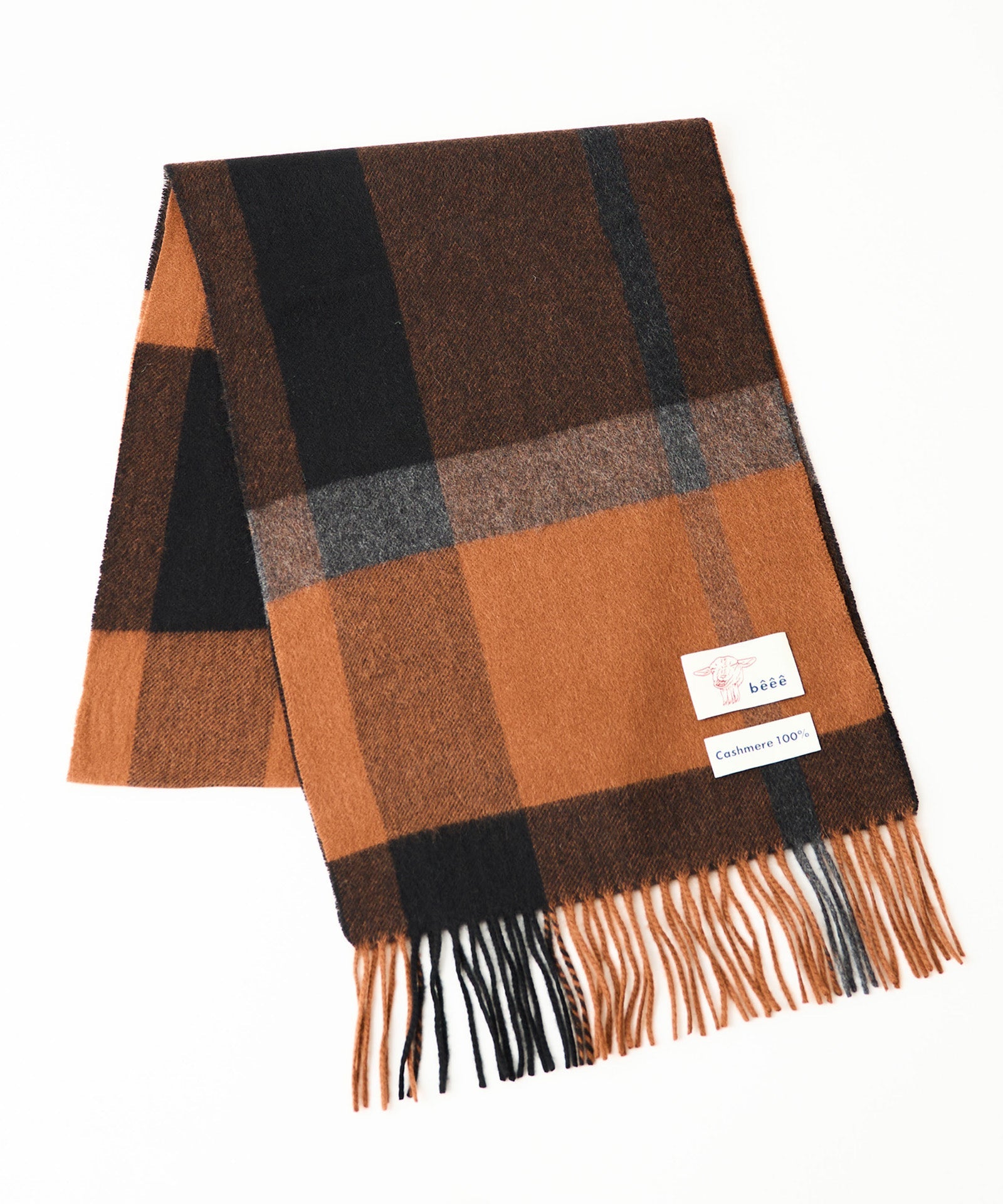 【beee】カシミヤチェックマフラー