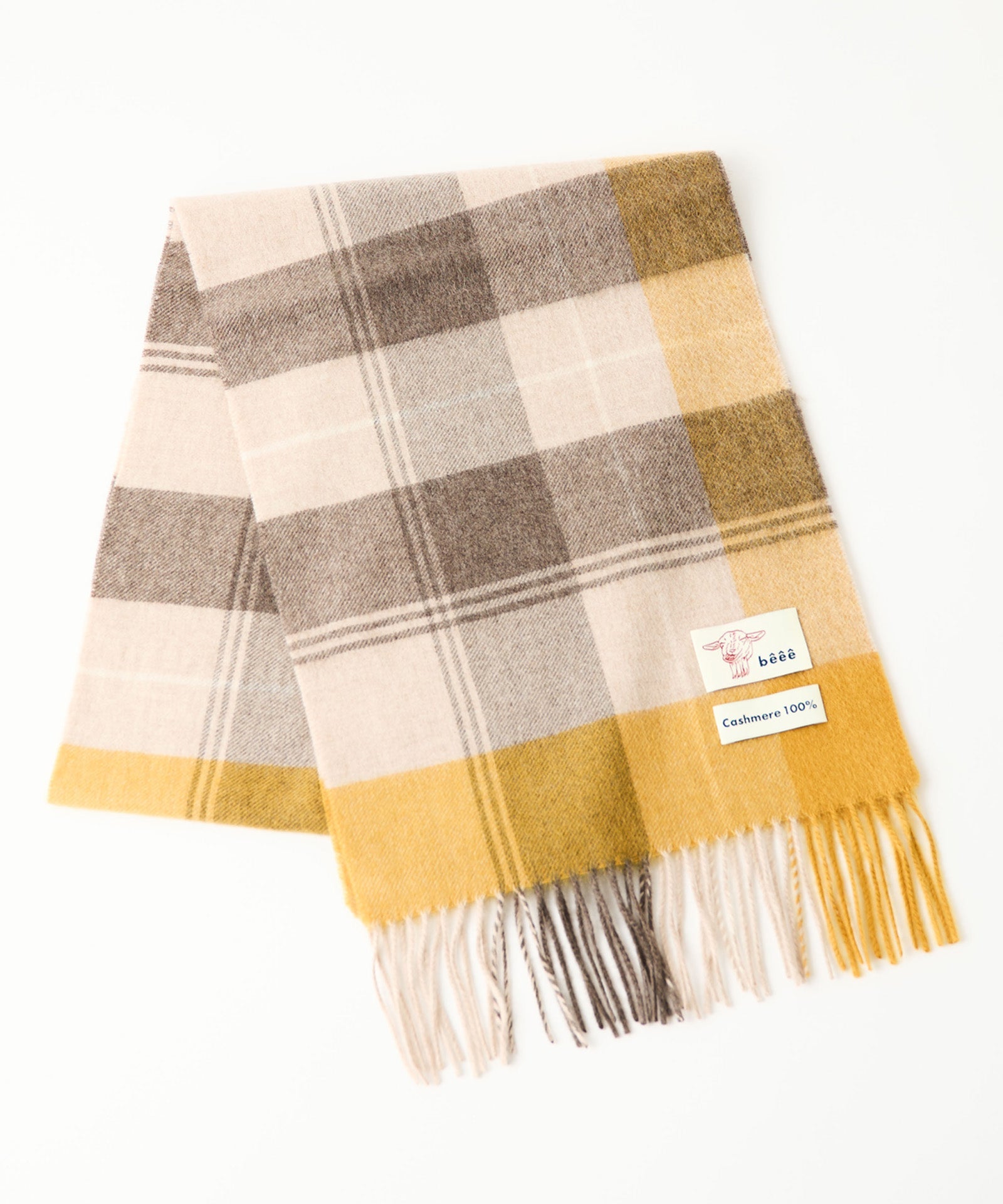 【beee】カシミヤチェックマフラー