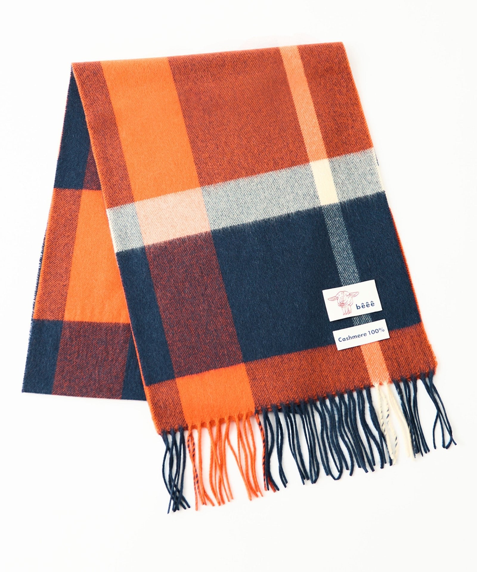 【beee】カシミヤチェックマフラー