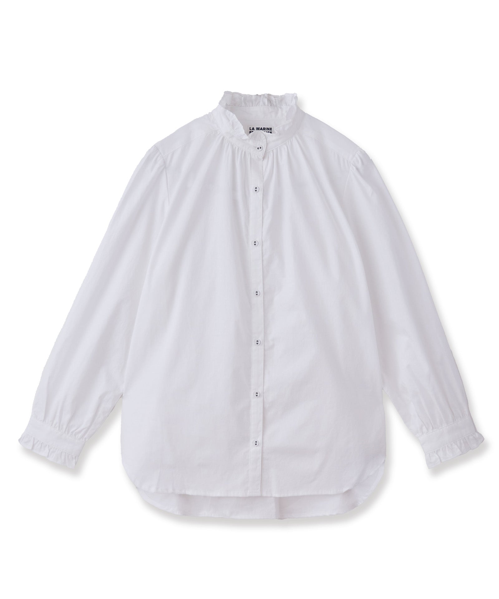 blanc et gris スタンドフリルブラウス