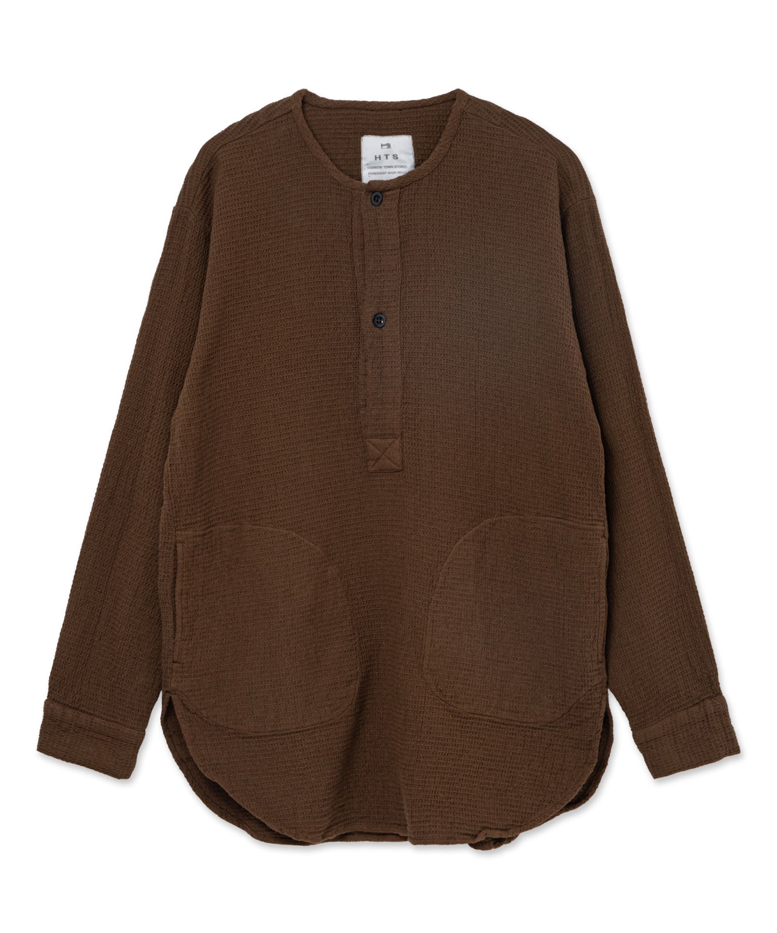 【HTS】WAFFLE PLAIN HENLEY NECK SHIRT