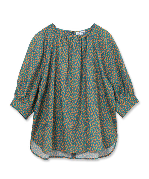 LIBERTY. リバティプリント 7分袖ブラウス シャツ クルーネック