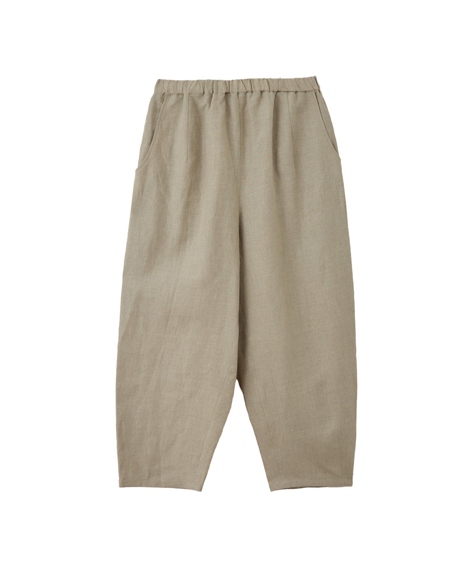 ウォッシャブルリネンバレルクロップドパンツ