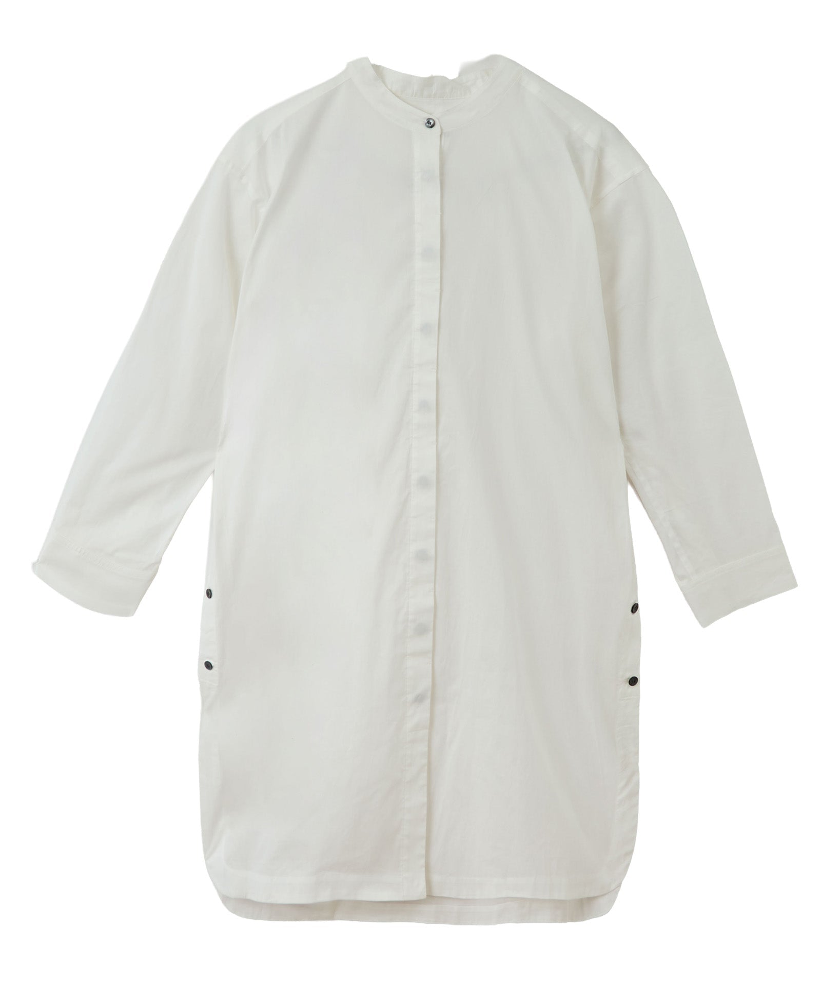 リバティプリントラウンドサイド釦ロングシャツ