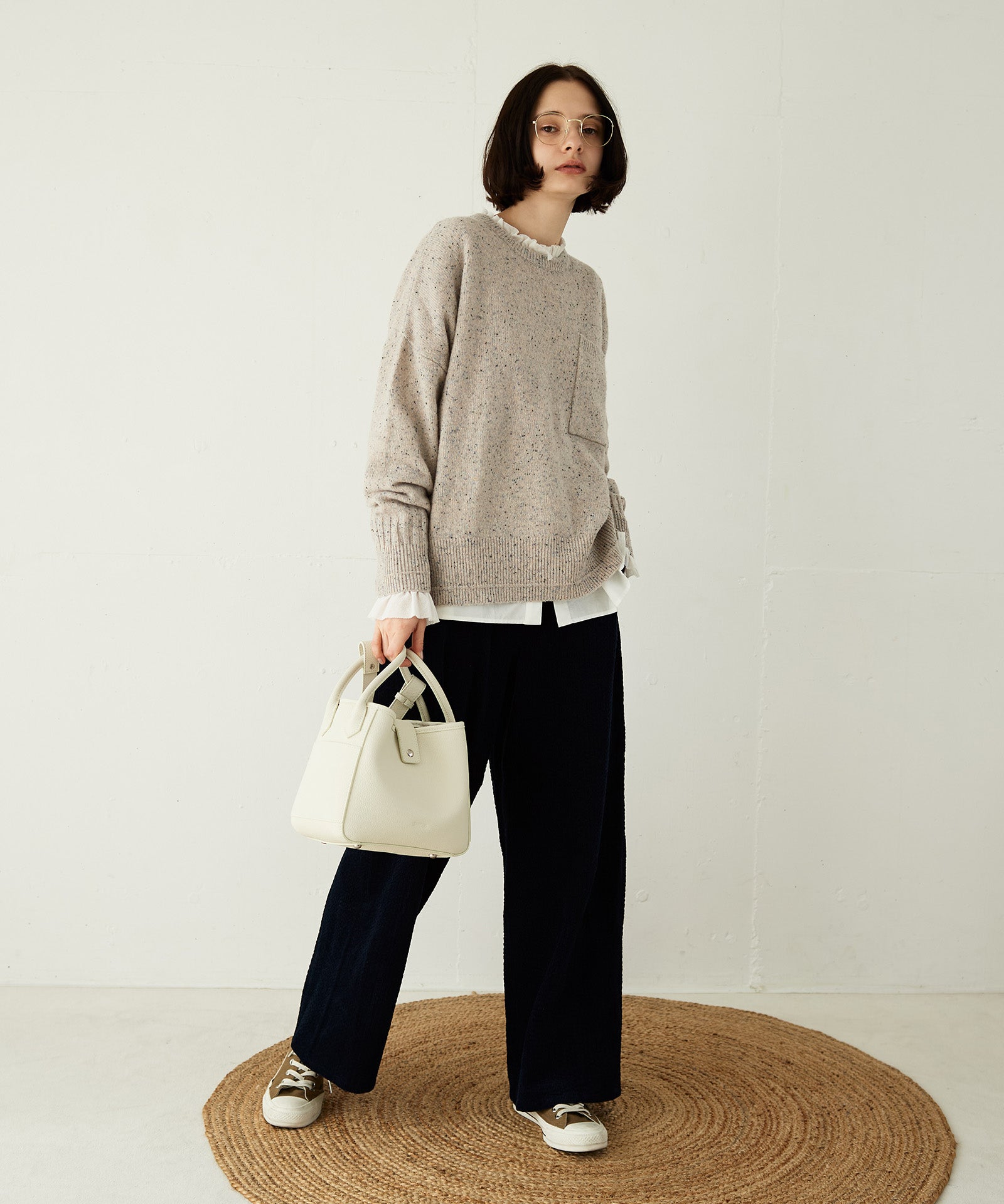 ネップウールクルーネックニット