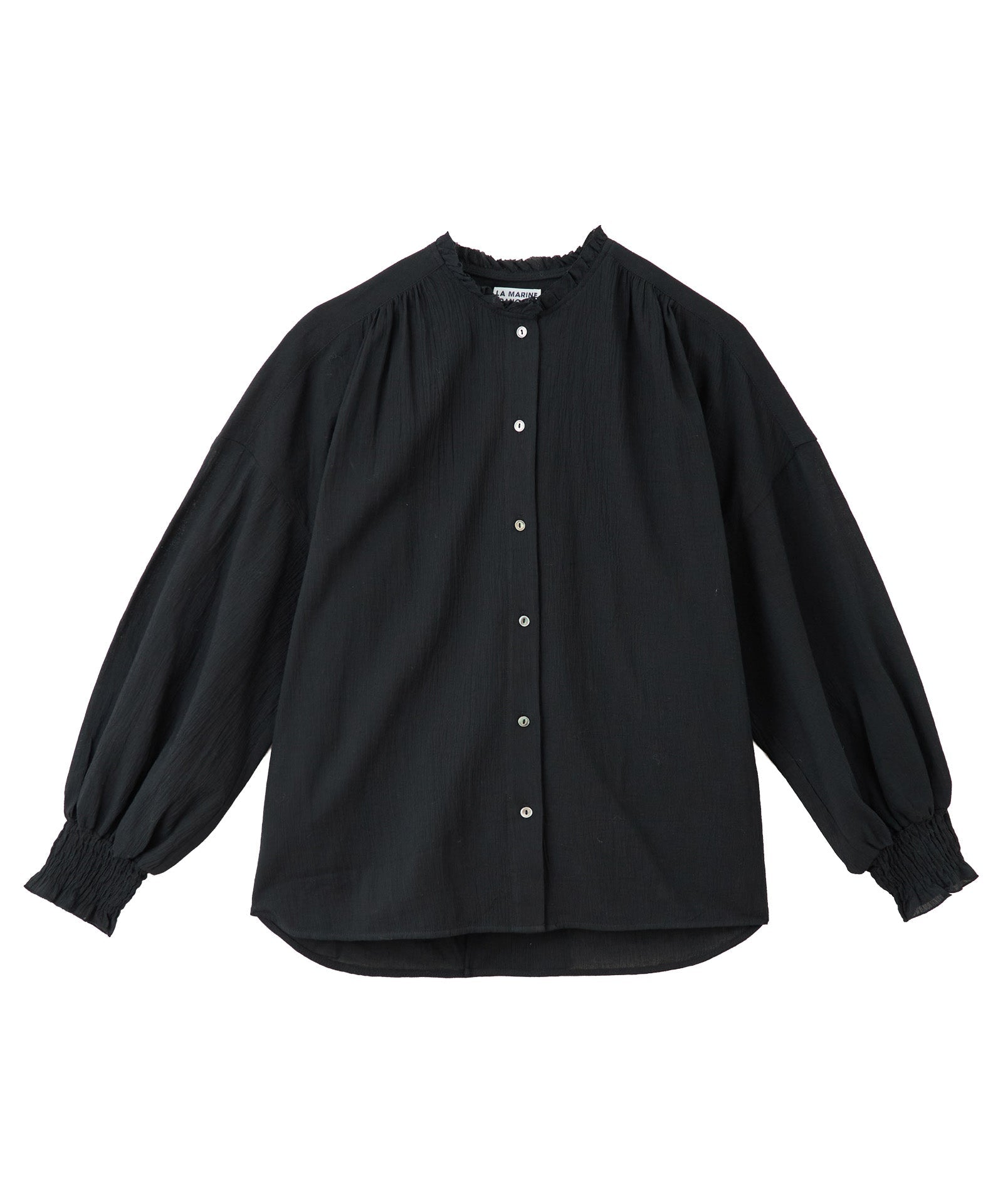 袖シャーリングフリルブラウス