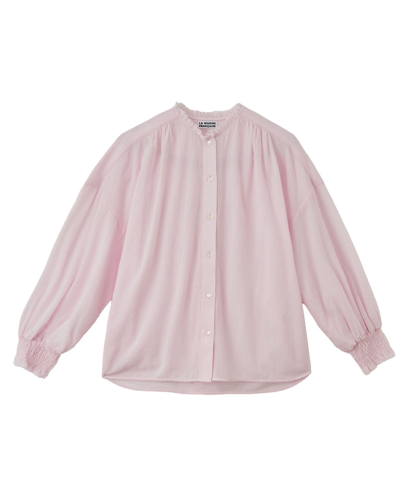 袖シャーリングフリルブラウス