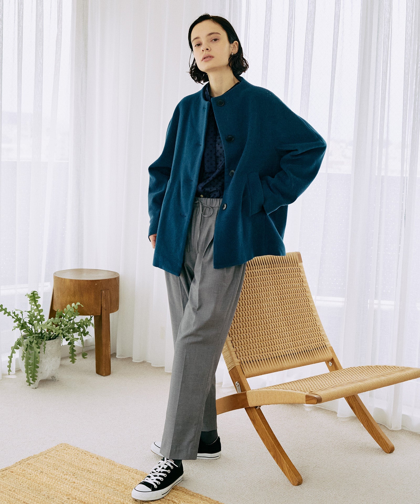 別注フロッキープリントボウタイブラウス