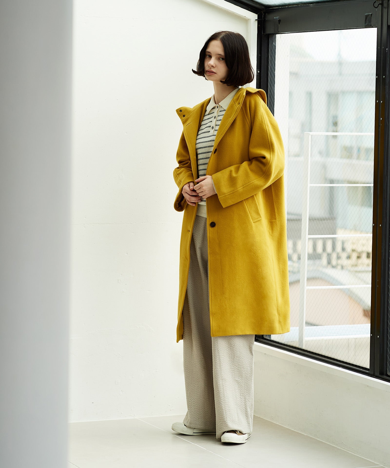 ウールビーバーフードロングコート