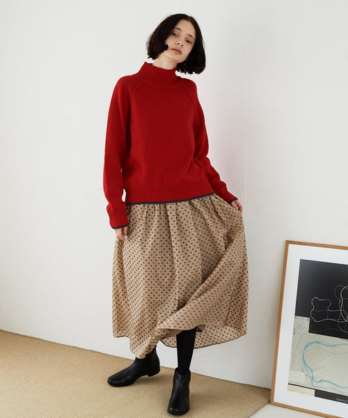 別注フロッキープリントギャザースカート