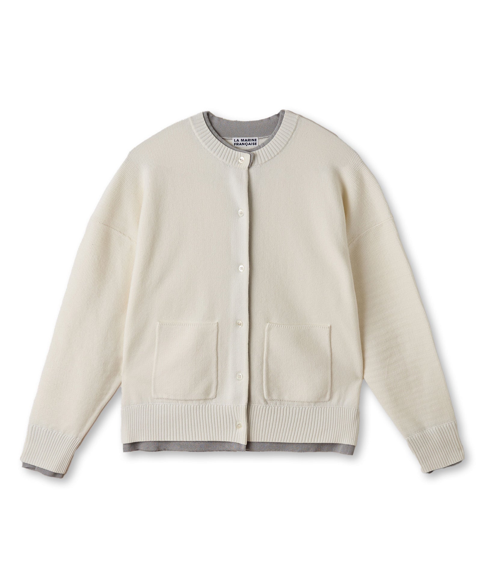 バイカラーカノコ編みカーディガン