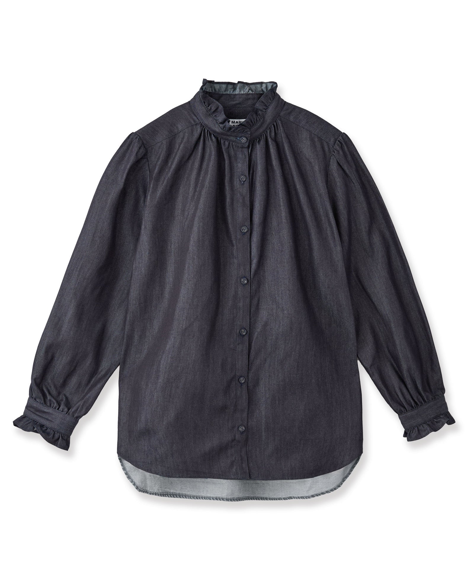 ダンガリーフリルブラウス