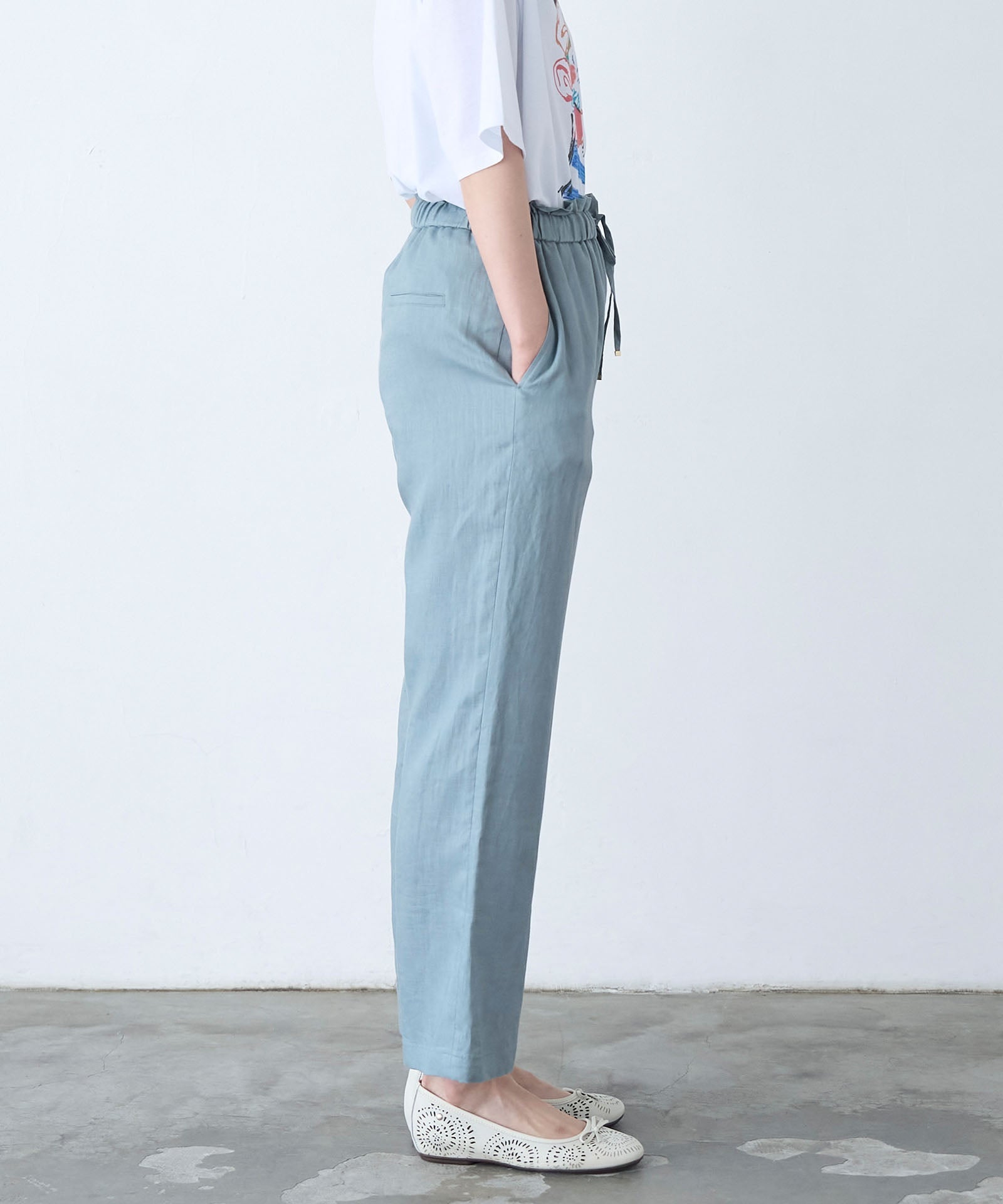 リネンイージーストレートパンツ