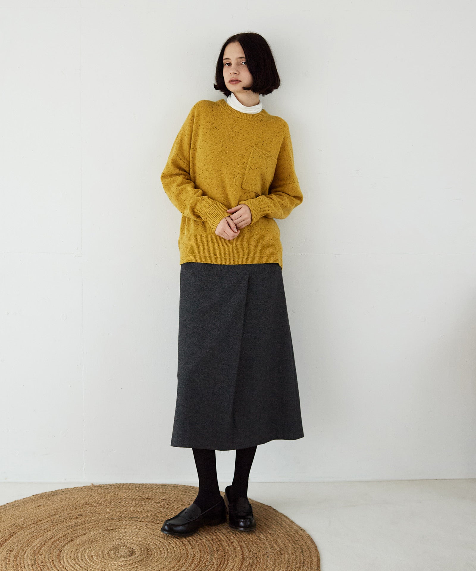 ネップウールクルーネックニット