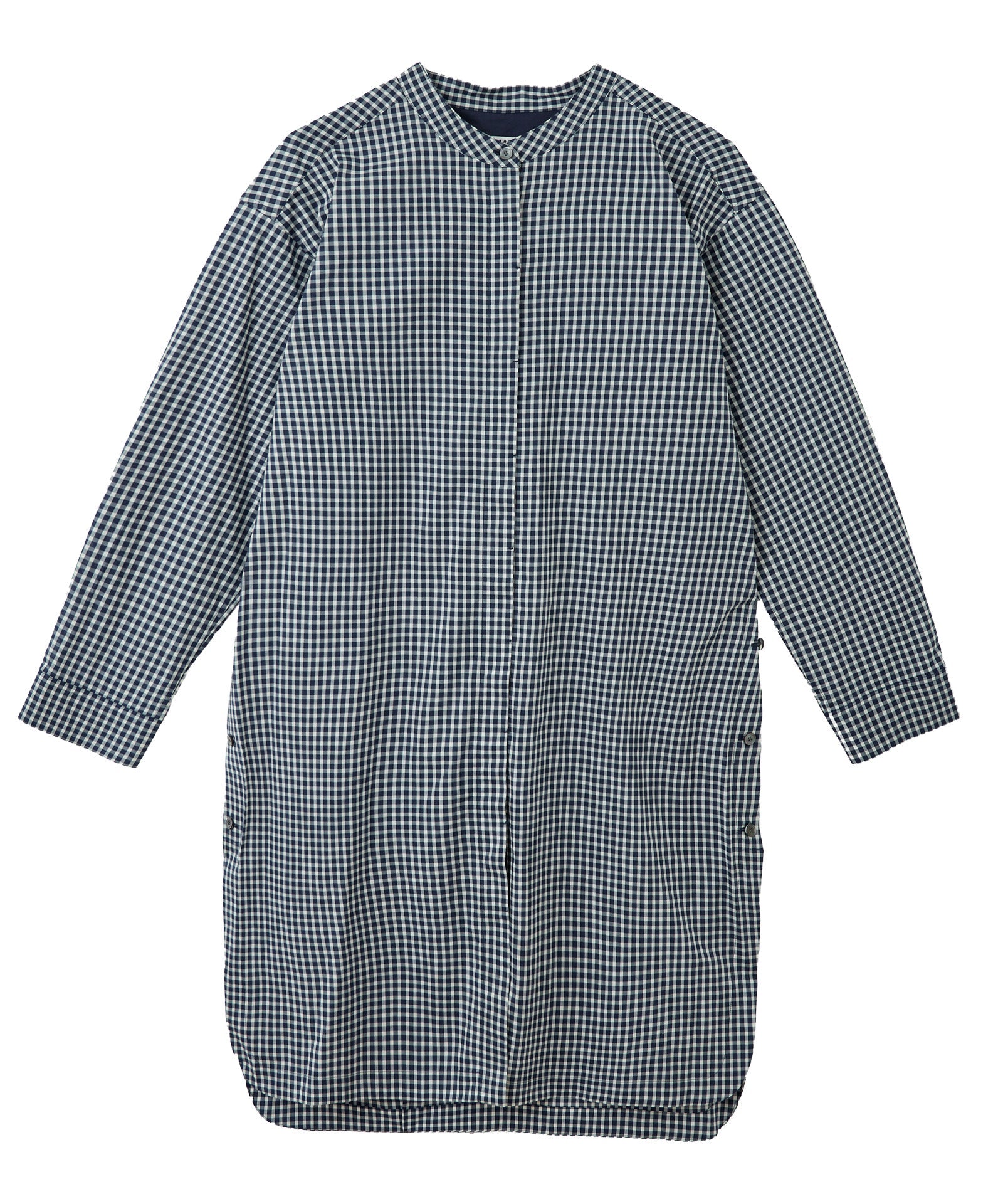 リバティプリントラウンドサイド釦ロングシャツ