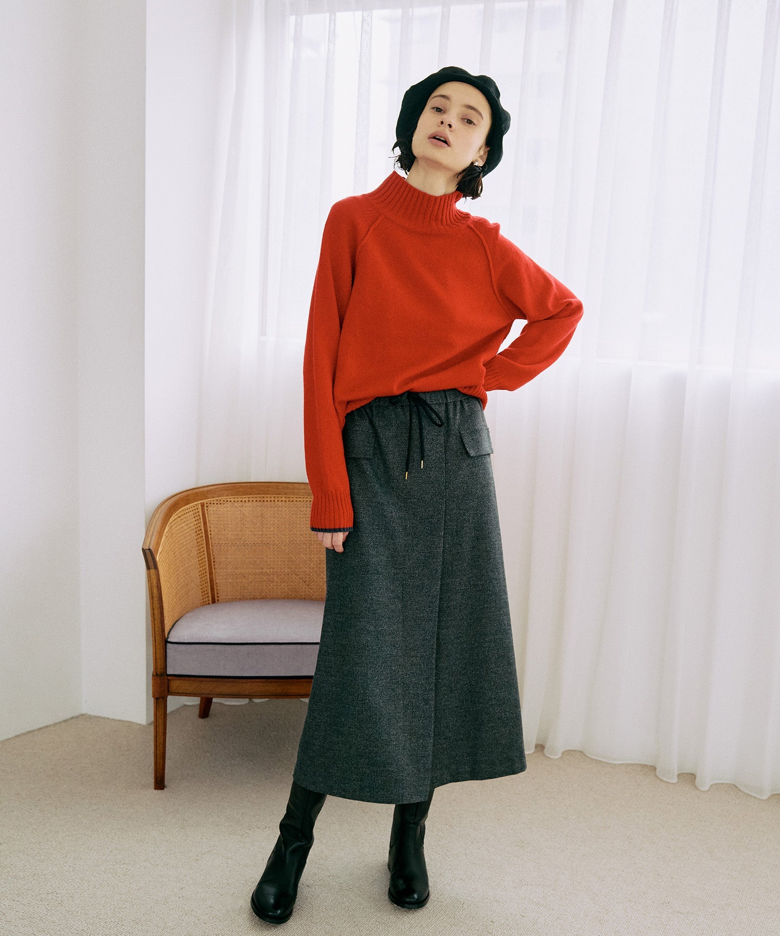 裏起毛イージータイトスカート