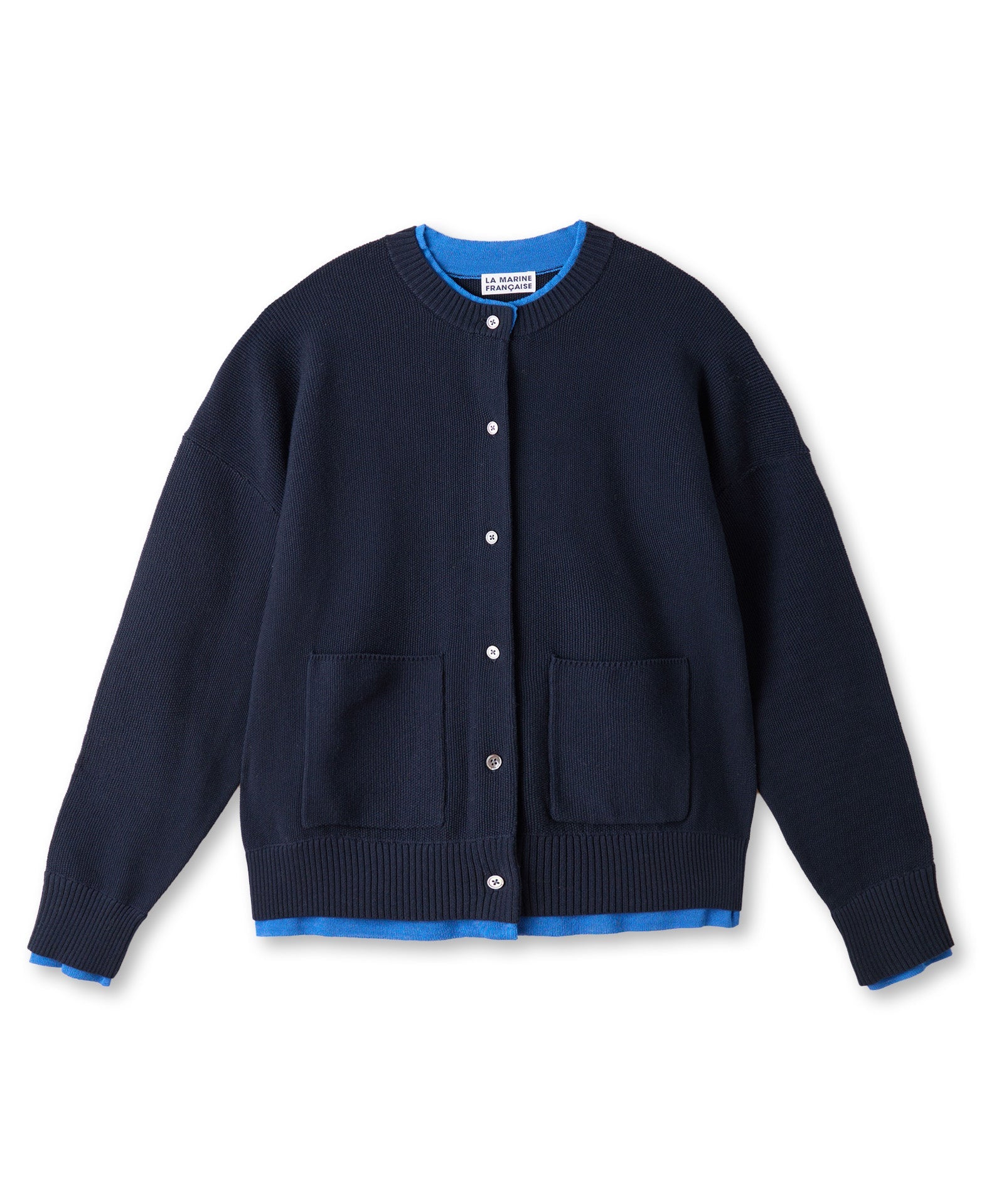 バイカラーカノコ編みカーディガン