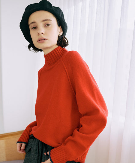 オフタートルバイカラーニット