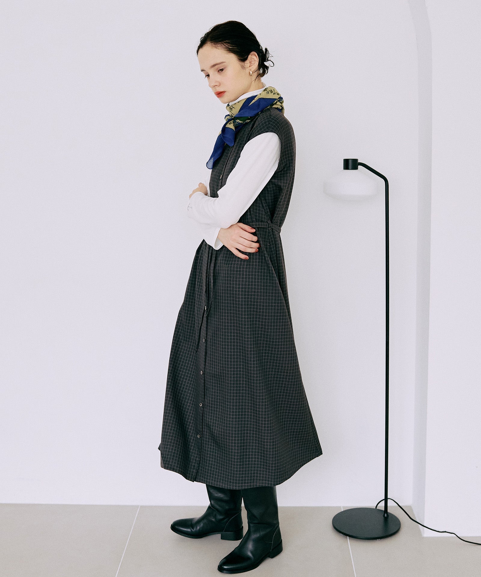 チェックスタンドネックジャンスカ