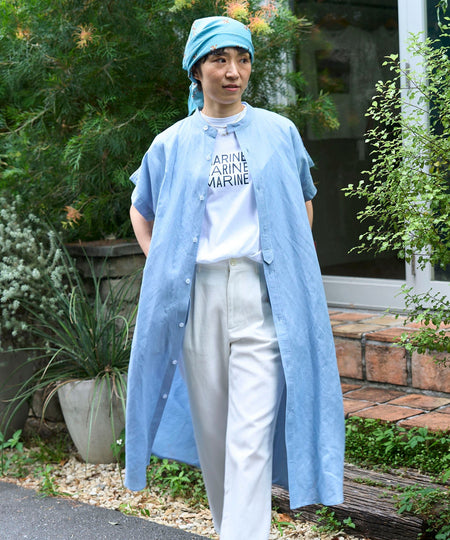 リネンレーヨンスタンドワンピース