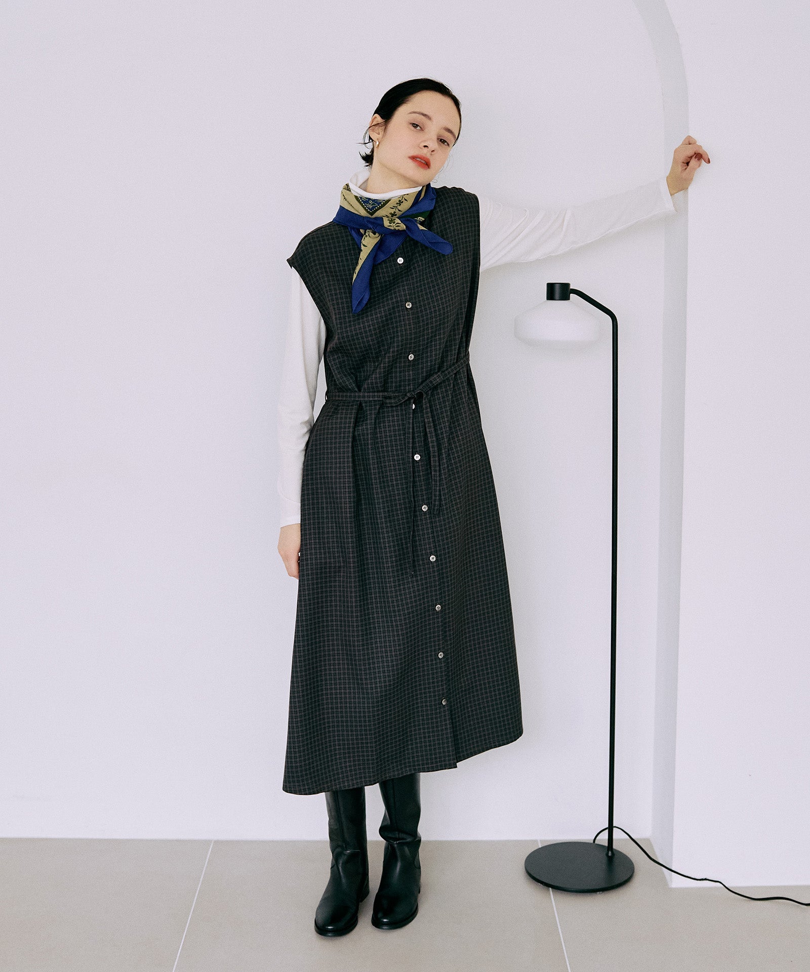 チェックスタンドネックジャンスカ