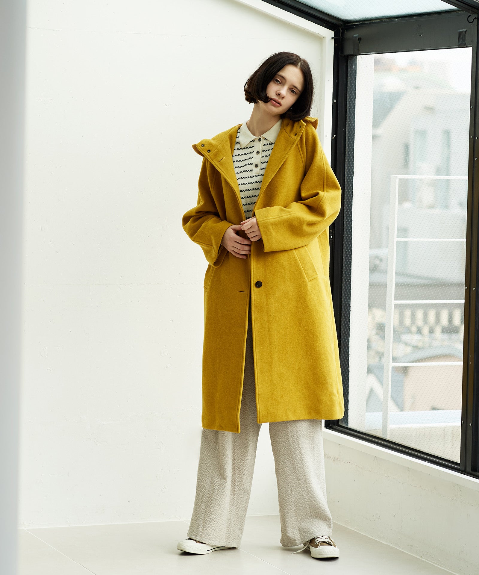 ウールビーバーフードロングコート