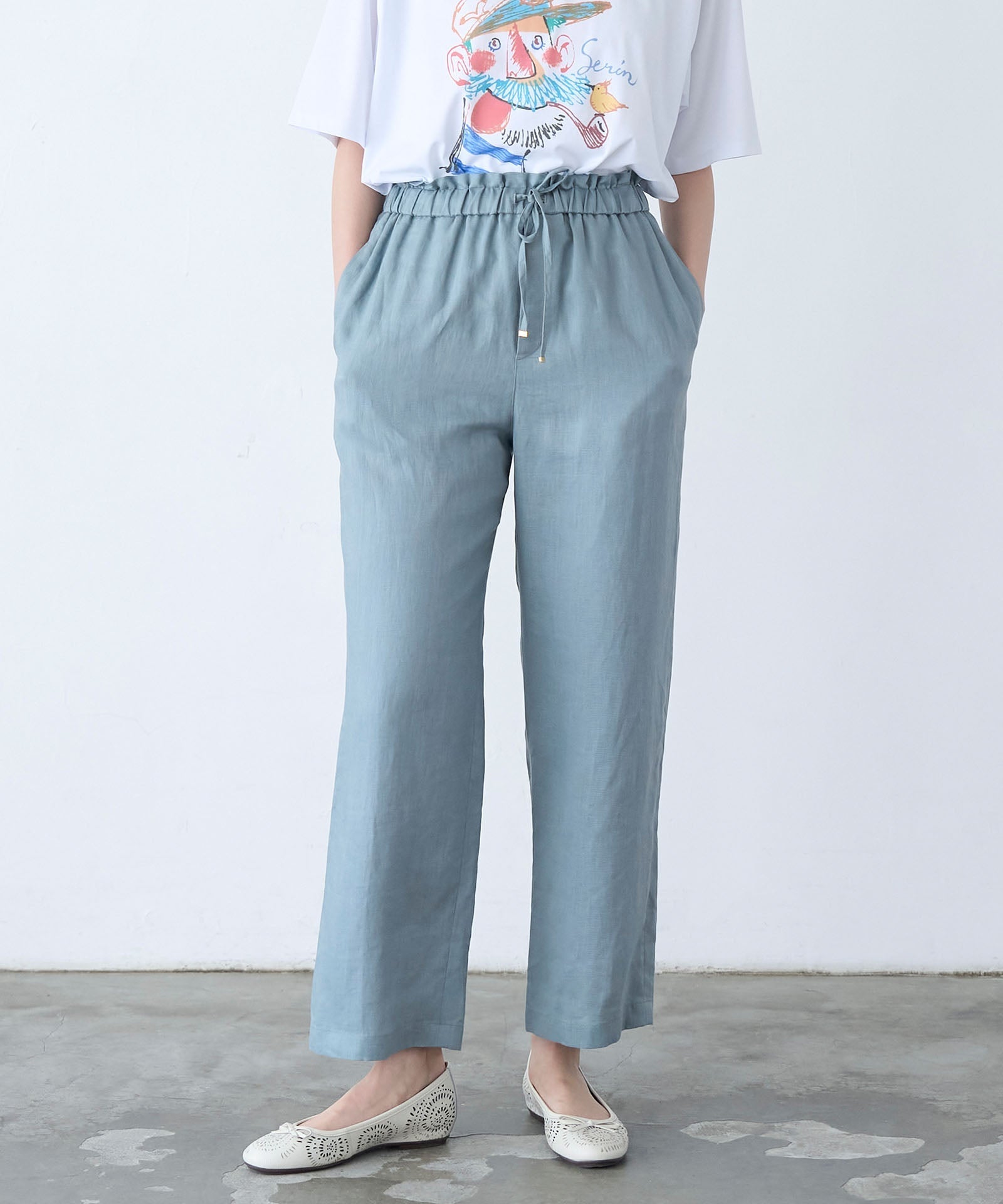 リネンイージーストレートパンツ