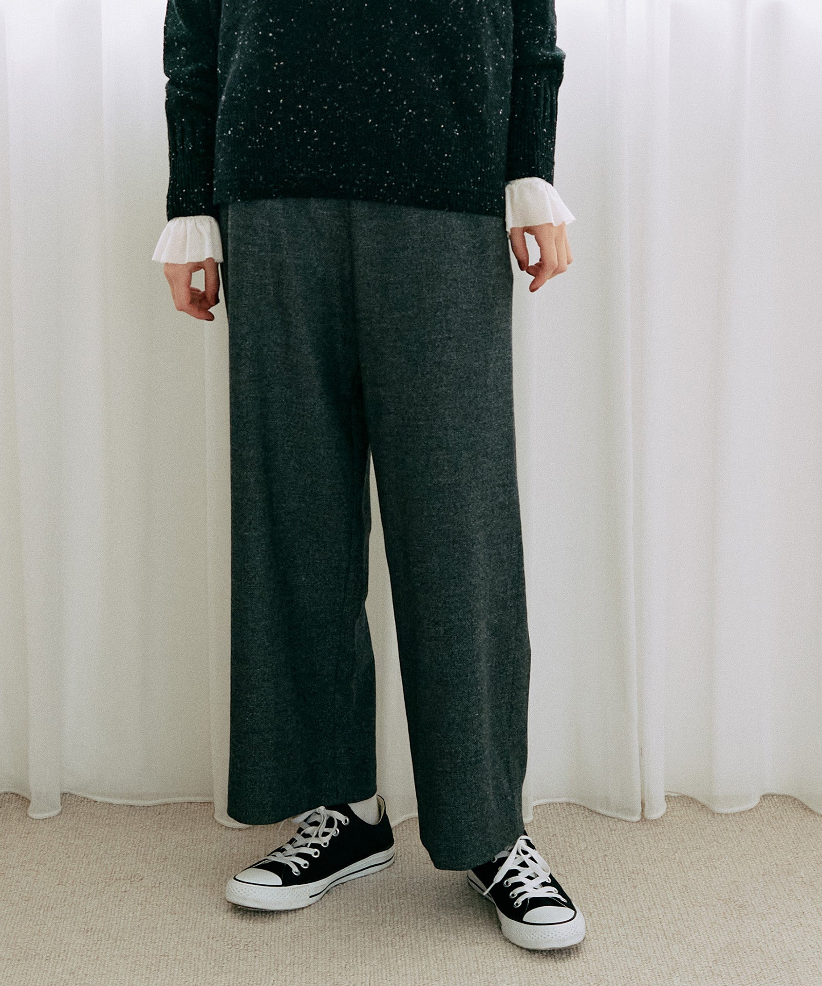 裏起毛イージーストレートパンツ