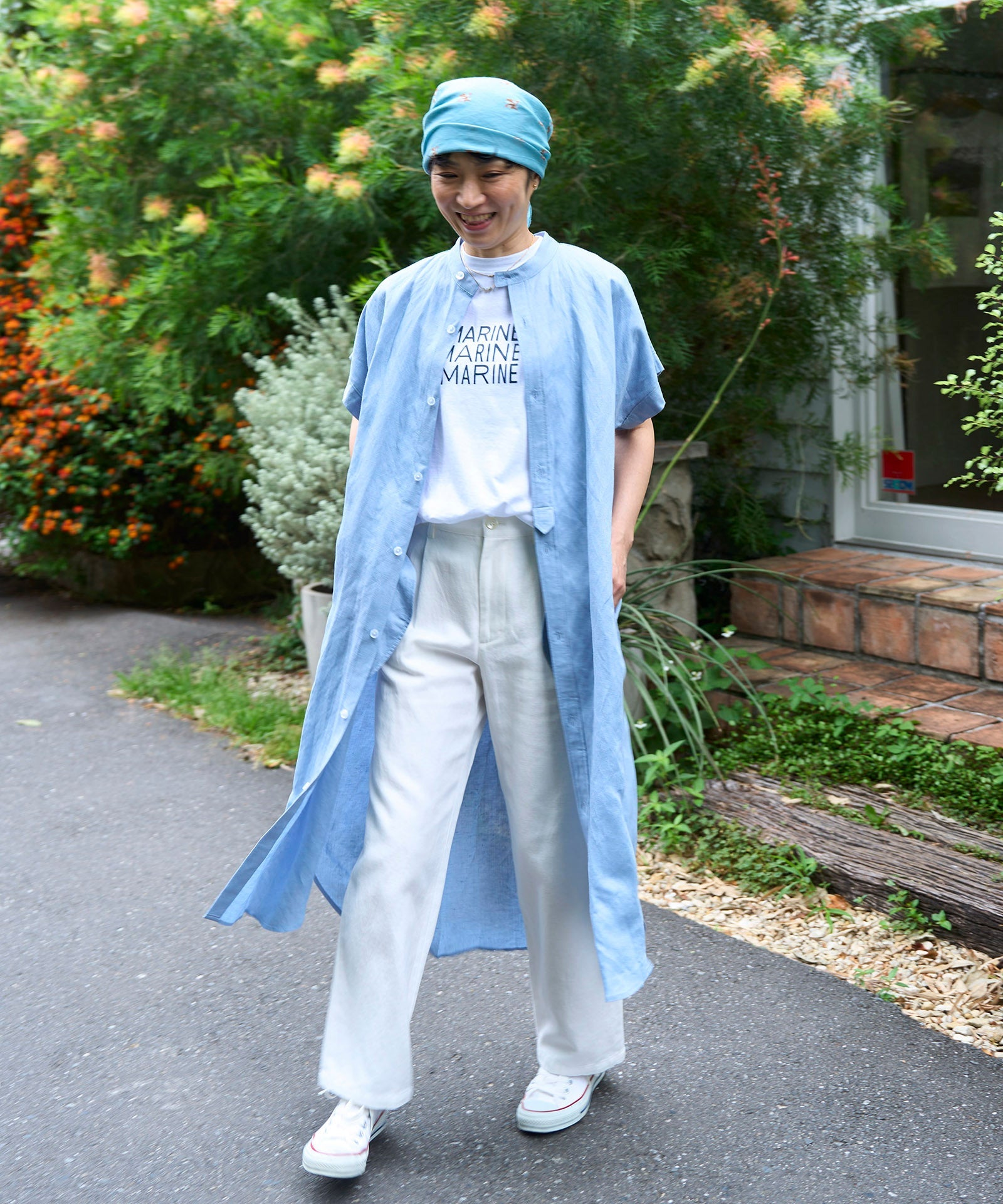 リネンレーヨンスタンドワンピース