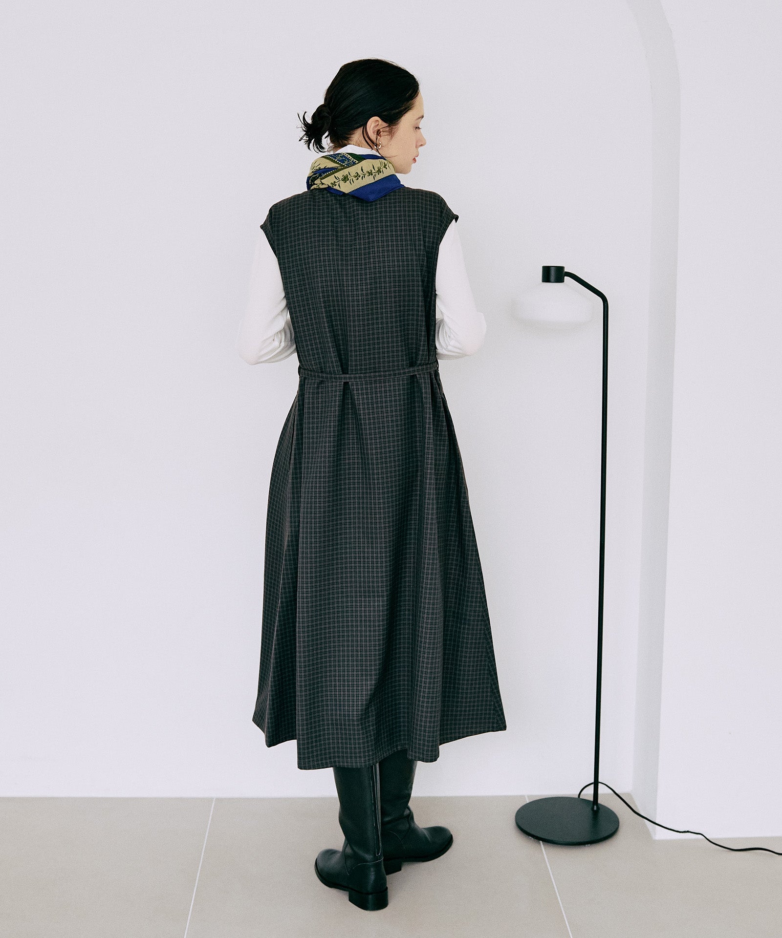 チェックスタンドネックジャンスカ