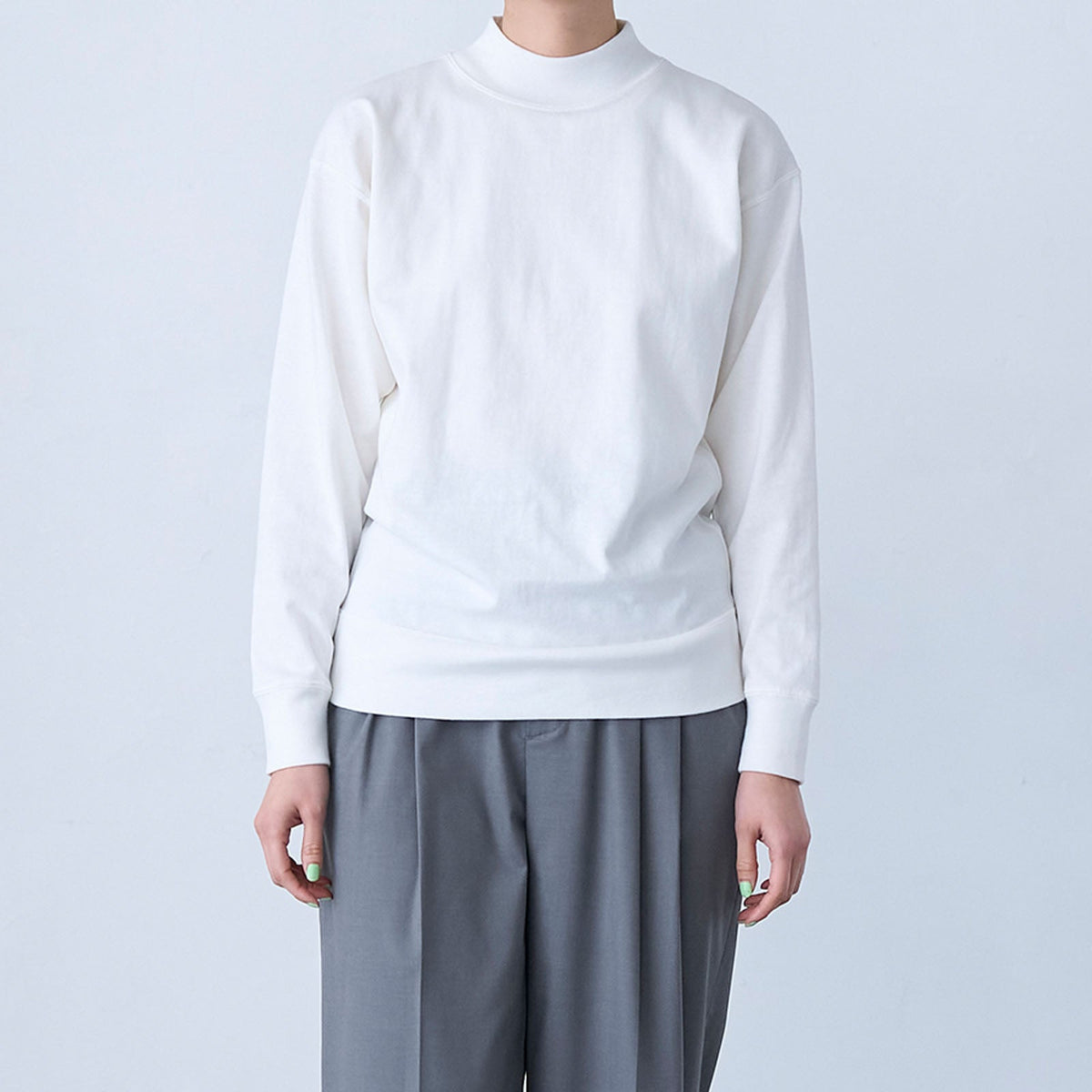 【ARMEN】SINGLE COTTON JERSEY MOCK-NECK LONG SLEEVE T-SHIRT — LA MARINE  FRANCAISE